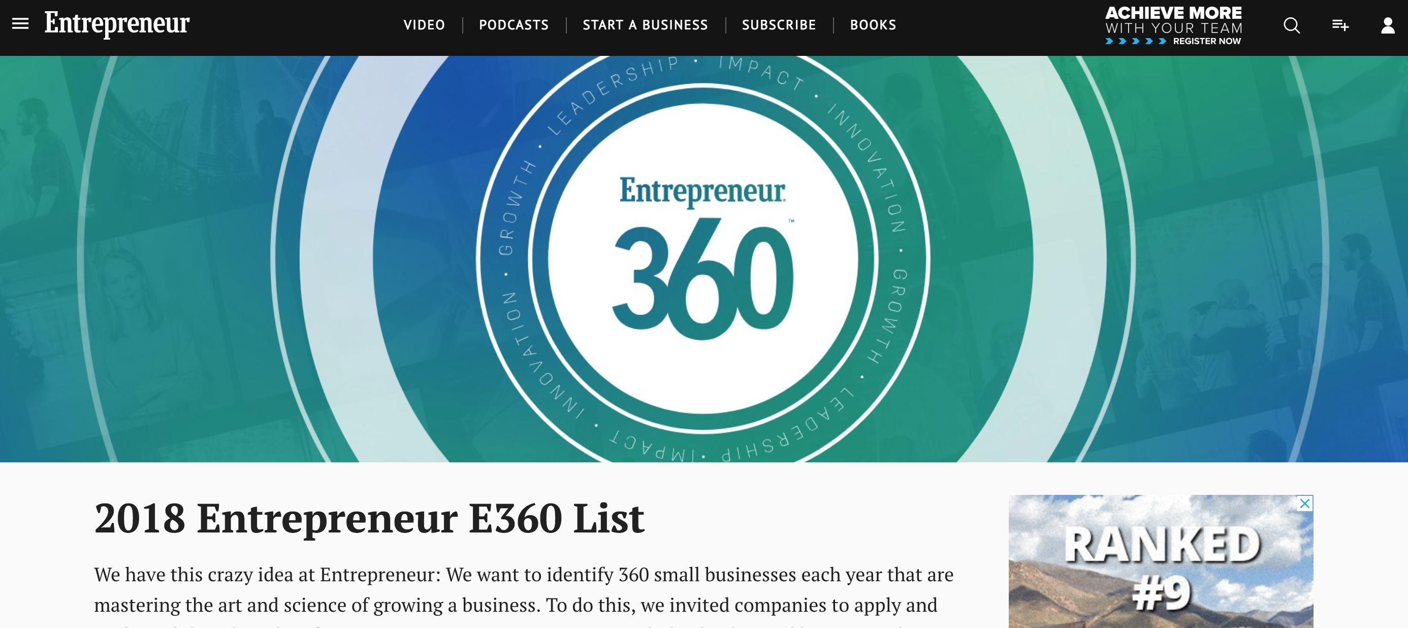 GeoLinks Named One of the “Best Entrepreneurial Companies in America” by Entrepreneur Magazine’s Entrepreneur 360™ List
